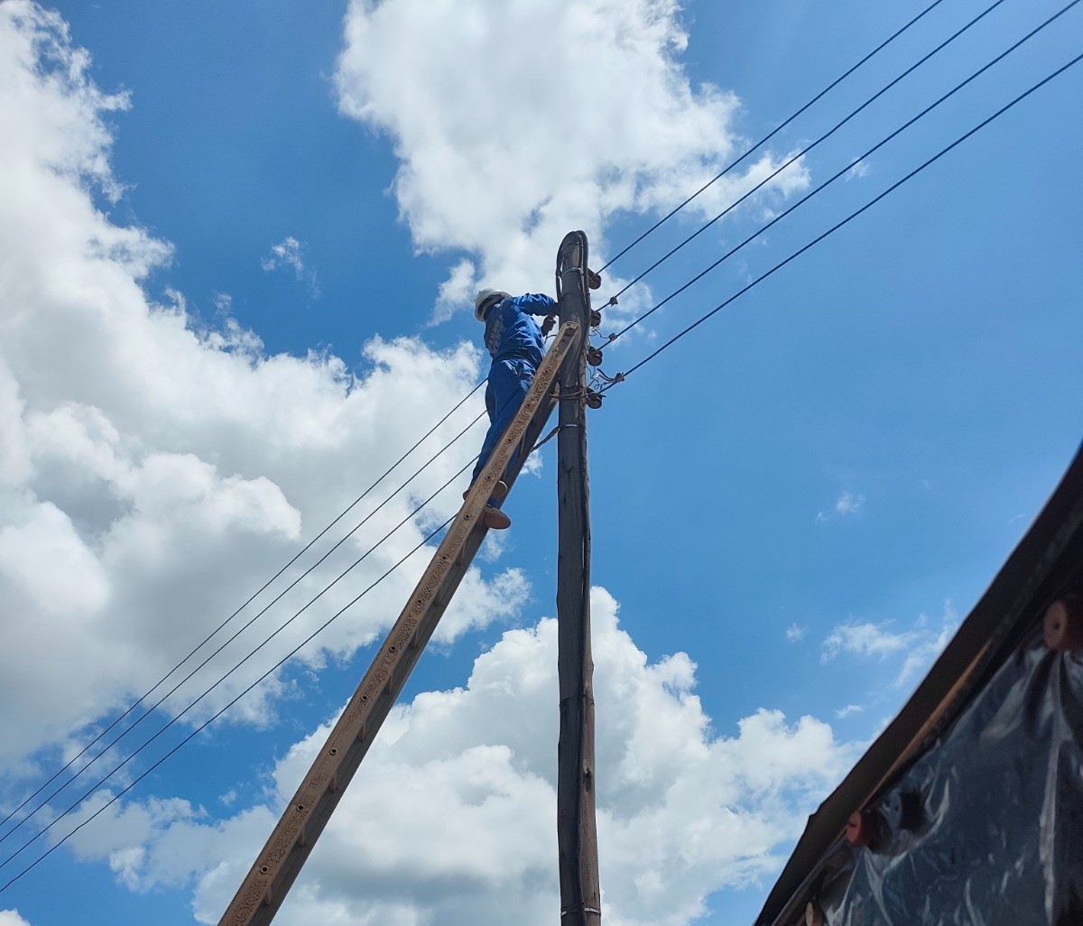 Electrical pole installation work